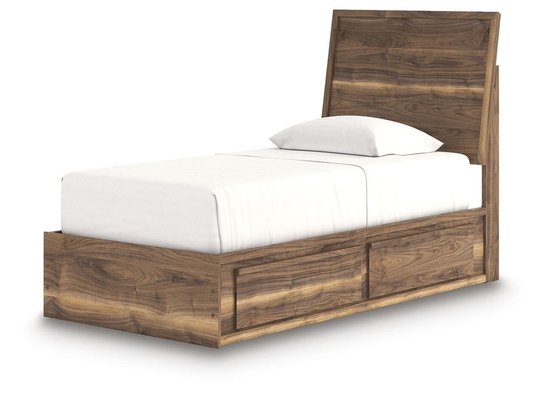 Chirason Brown Twin Panel Bed with Storage - PCB3367B27