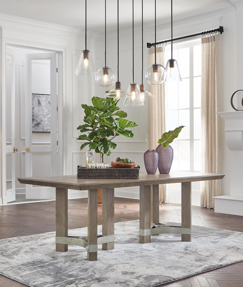 Chrestner Gray Dining Table and 6 Chairs - D983D5
