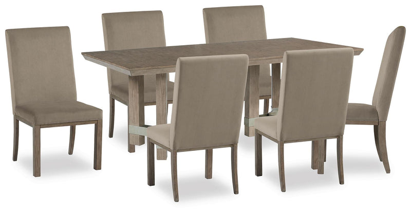Chrestner Gray Dining Table and 6 Chairs - D983D5