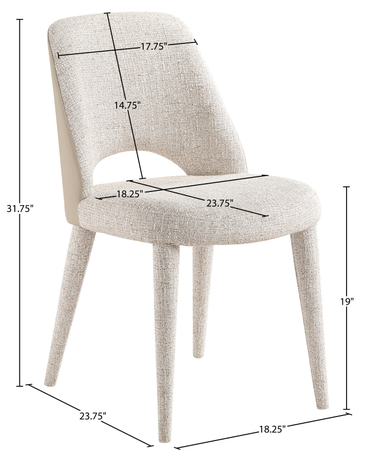 Cici Fabric Upholstered Dining Chair in Beige, Set of 2 - 88010Beige-C