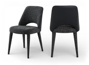 Cici Fabric Upholstered Dining Chair in Black, Set of 2 - 88010Black-C