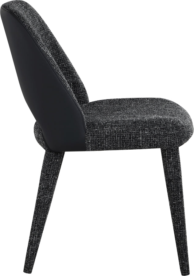 Cici Fabric Upholstered Dining Chair in Black, Set of 2 - 88010Black-C