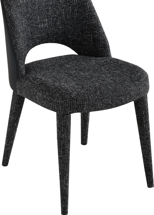 Cici Fabric Upholstered Dining Chair in Black, Set of 2 - 88010Black-C
