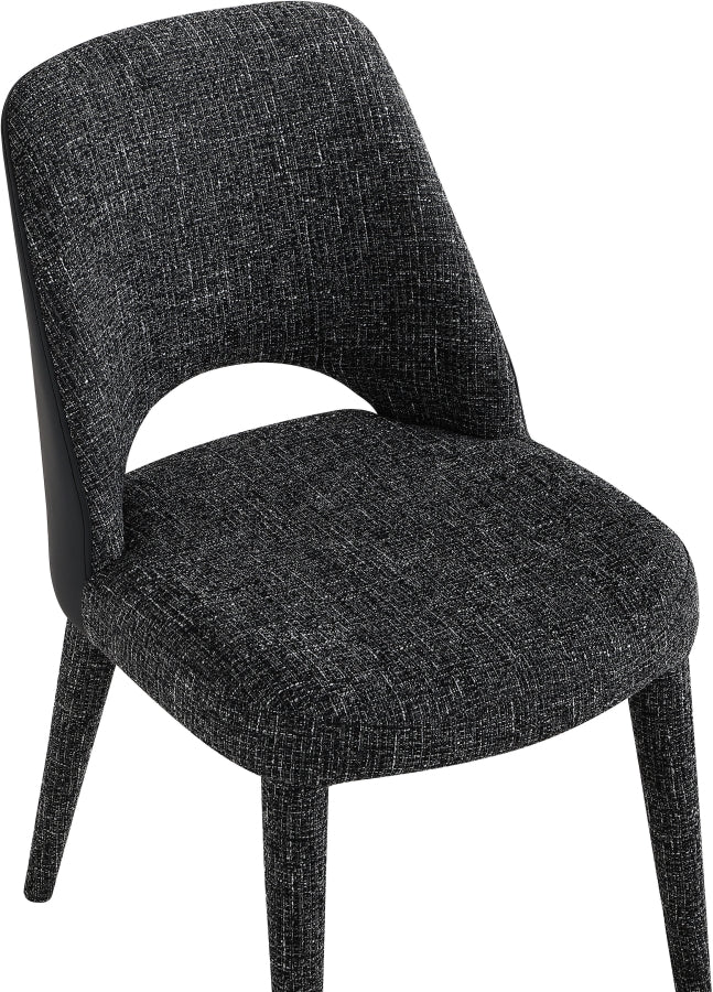 Cici Fabric Upholstered Dining Chair in Black, Set of 2 - 88010Black-C