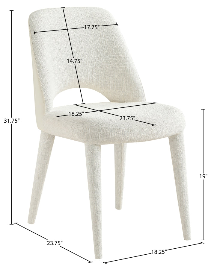 Cici Fabric Upholstered Dining Chair in Cream, Set of 2 - 88010Cream-C
