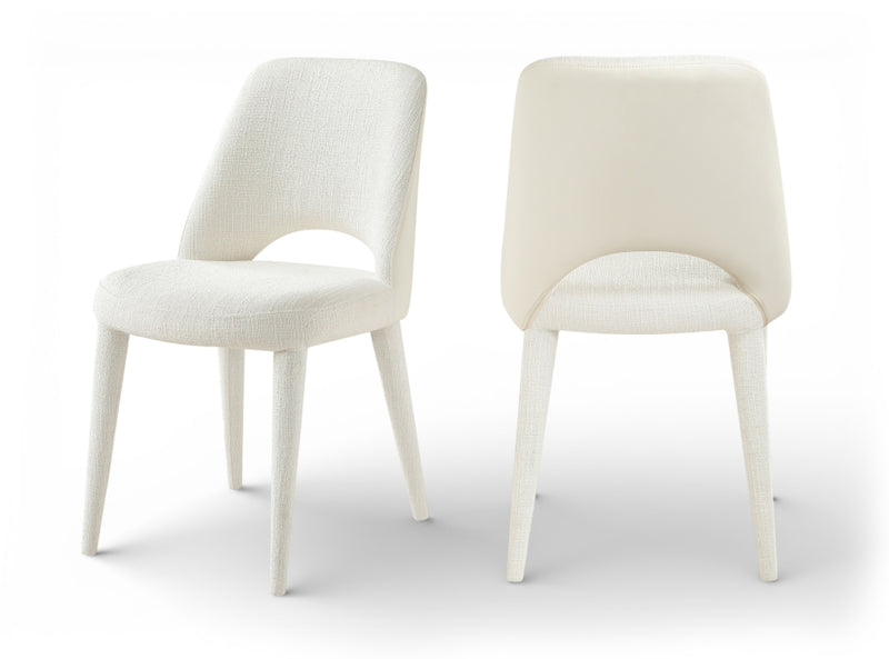 Cici Fabric Upholstered Dining Chair in Cream, Set of 2 - 88010Cream-C