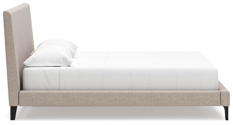 Cielden California King Upholstered Bed with Roll Slats and Dresser in Soft Gray - PKG022925