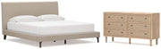 Cielden California King Upholstered Bed with Roll Slats and Dresser in Soft Gray - PKG022925
