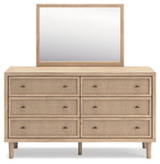 Cielden Full Panel Headboard with Mirrored Dresser in Two-tone - PKG018687