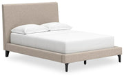Cielden Full Upholstered Bed with Roll Slats and Dresser in Soft Gray - PKG022901