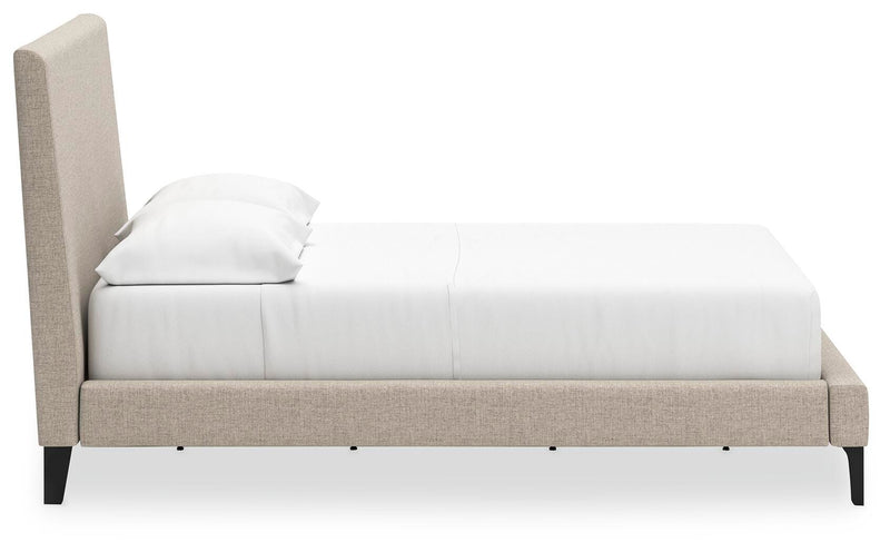 Cielden Full Upholstered Bed with Roll Slats, Chest and  Nightstand in Soft Gray - PKG022897