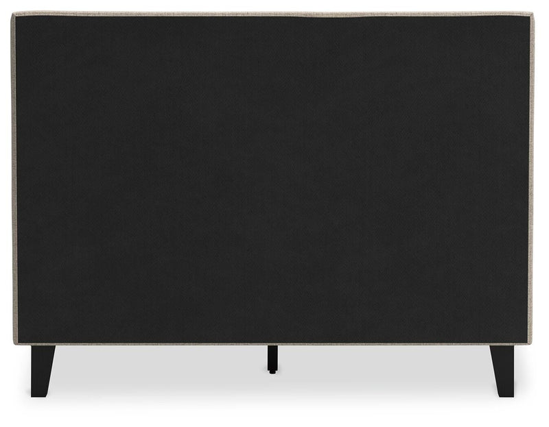Cielden Full Upholstered Bed with Roll Slats, Chest and  Nightstand in Soft Gray - PKG022897