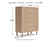 Cielden Full Upholstered Bed with Roll Slats, Chest and  Nightstand in Soft Gray - PKG022897