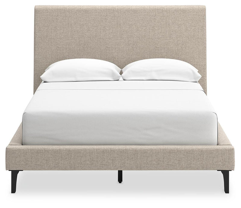 Cielden Full Upholstered Bed with Roll Slats, Dresser and Chest in Soft Gray - PKG022896