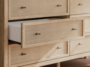 Cielden Full Upholstered Bed with Roll Slats, Dresser and Chest in Soft Gray - PKG022896
