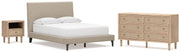 Cielden Full Upholstered Bed with Roll Slats, Dresser and Nightstand in Soft Gray - PKG022902