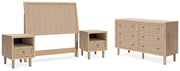 Cielden Full Upholstered Panel Bed with Dresser and 2 Nightstands in Two-tone - PKG018675