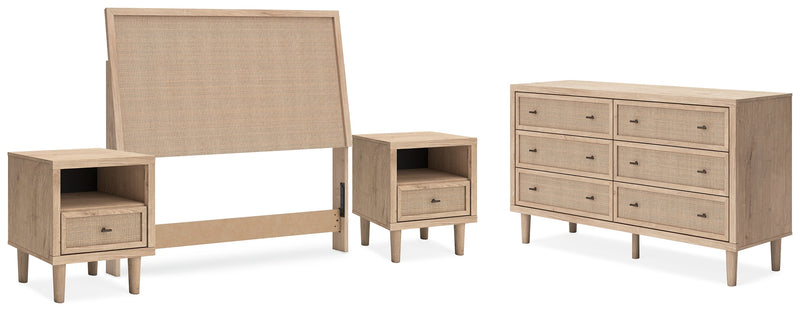 Cielden Full Upholstered Panel Bed with Dresser and 2 Nightstands in Two-tone - PKG018675