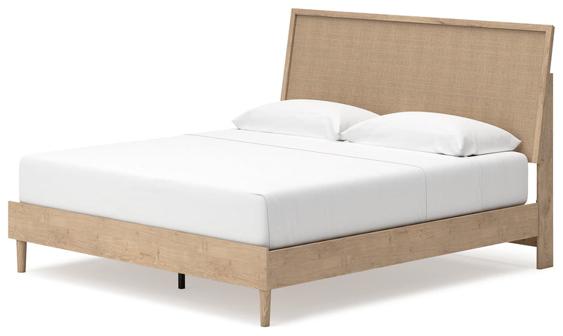 Cielden King Panel Bed with Mirrored Dresser and 2 Nightstands in Two-tone - PKG018919