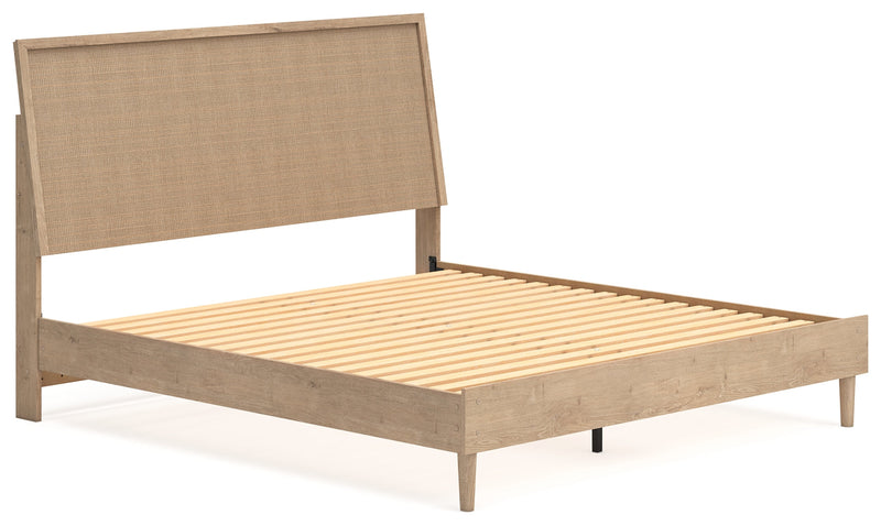 Cielden King Panel Bed with Mirrored Dresser and 2 Nightstands in Two-tone - PKG018919