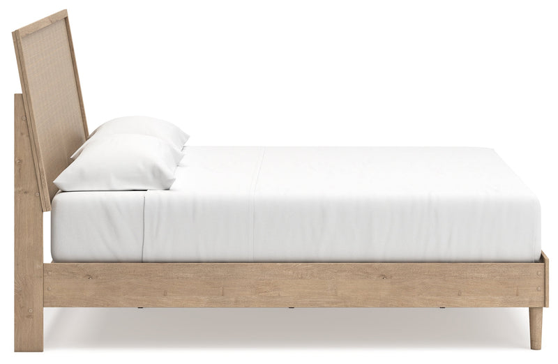 Cielden King Panel Bed with Mirrored Dresser in Two-tone - PKG018697