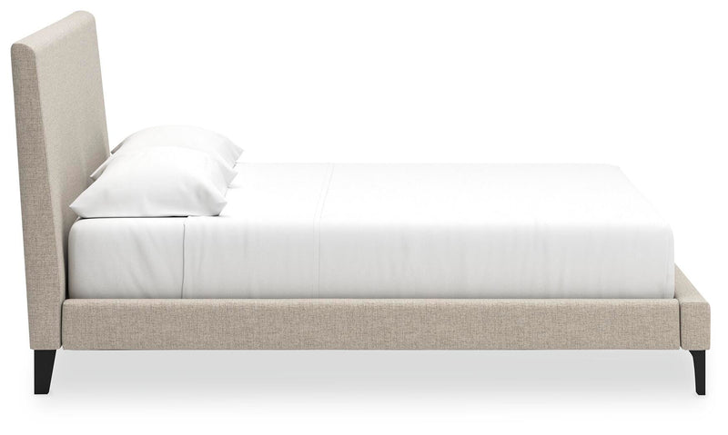 Cielden King Upholstered Bed with Roll Slats and Dresser in Soft Gray - PKG022917