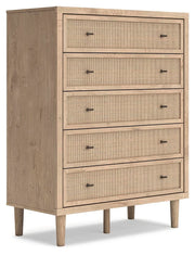 Cielden King Upholstered Bed with Roll Slats, Chest and  Nightstand in Soft Gray - PKG022913
