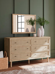 Cielden King Upholstered Bed with Roll Slats, Dresser, Mirror and Chest in Soft Gray - PKG022915