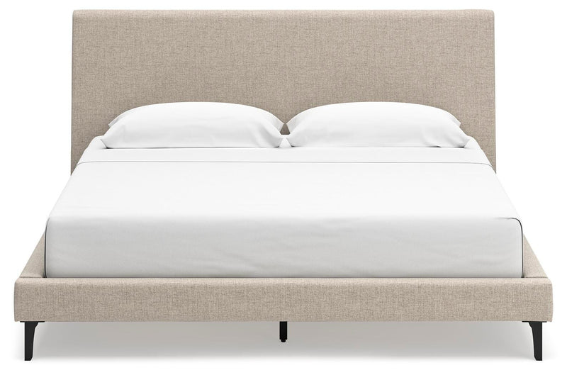 Cielden King Upholstered Bed with Roll Slats, Dresser, Mirror, Chest and Nightstand in Soft Gray - PKG022916