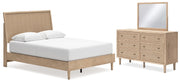 Cielden Queen Panel Bed with Mirrored Dresser in Two-tone - PKG018692