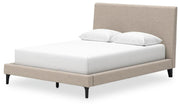 Cielden Queen Upholstered Bed with Roll Slats and Dresser in Soft Gray - PKG022909