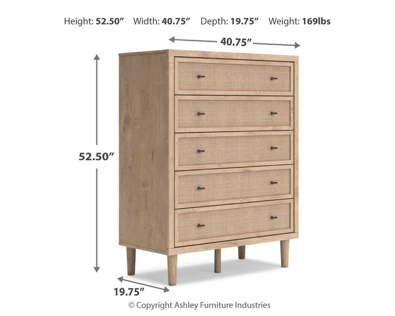 Cielden Queen Upholstered Bed with Roll Slats, Chest and  Nightstand in Soft Gray - PKG022905