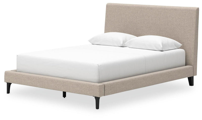 Cielden Queen Upholstered Bed with Roll Slats, Chest and  Nightstand in Soft Gray - PKG022905