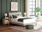 Cielden Queen Upholstered Bed with Roll Slats, Dresser and Chest in Soft Gray - PKG022904
