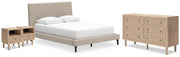 Cielden Two-tone Queen Upholstered Bed, Dresser and 2 Nightstands - B1199B20