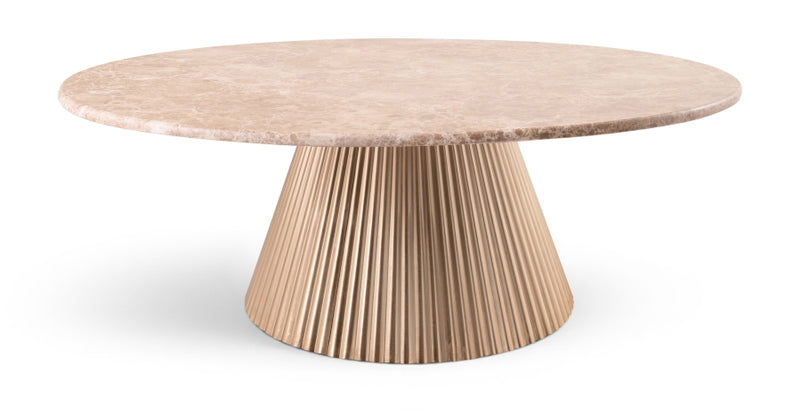 Cindra Genuine Marble Top And Iron Base Coffee Table in Beige - 66020Beige-CT