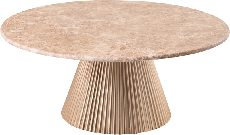 Cindra Genuine Marble Top And Iron Base Coffee Table in Beige - 66020Beige-CT