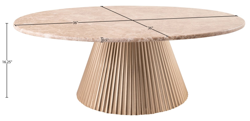 Cindra Genuine Marble Top And Iron Base Coffee Table in Beige - 66020Beige-CT