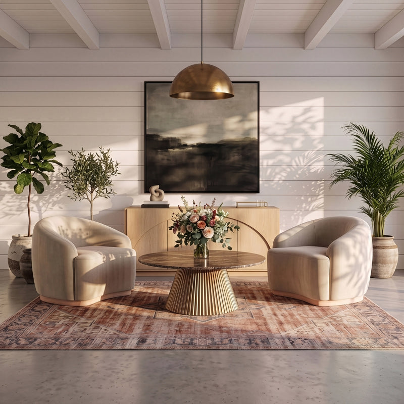 Cindra Genuine Marble Top And Iron Base Coffee Table in Brown - 66020Brown-CT