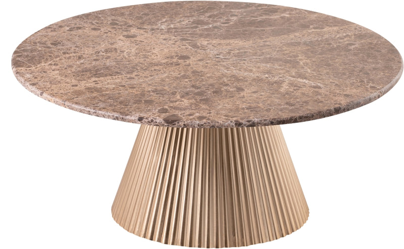 Cindra Genuine Marble Top And Iron Base Coffee Table in Brown - 66020Brown-CT