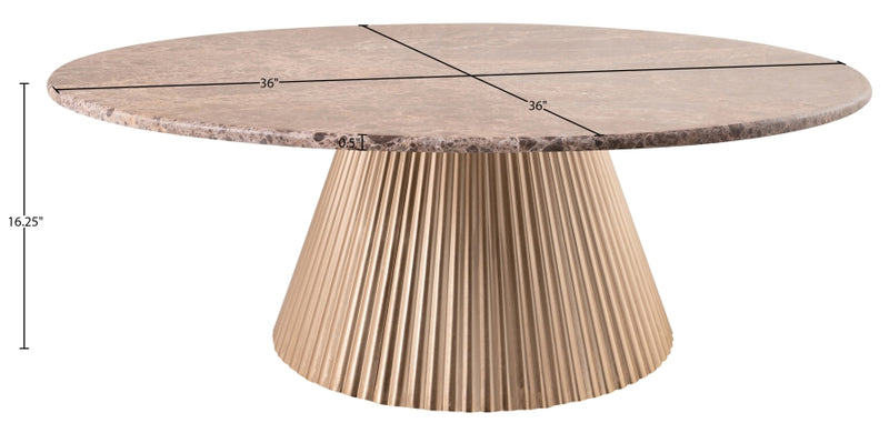 Cindra Genuine Marble Top And Iron Base Coffee Table in Brown - 66020Brown-CT