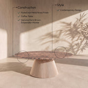 Cindra Genuine Marble Top And Iron Base Coffee Table in Brown - 66020Brown-CT