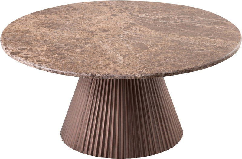 Cindra Genuine Marble Top And Iron Base Coffee Table in Brown - 66021Brown-CT