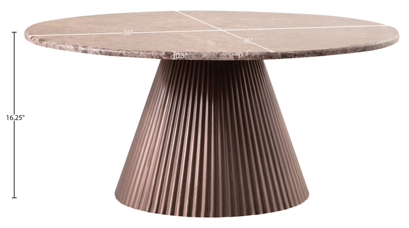 Cindra Genuine Marble Top And Iron Base Coffee Table in Brown - 66021Brown-CT