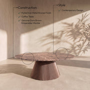 Cindra Genuine Marble Top And Iron Base Coffee Table in Brown - 66021Brown-CT