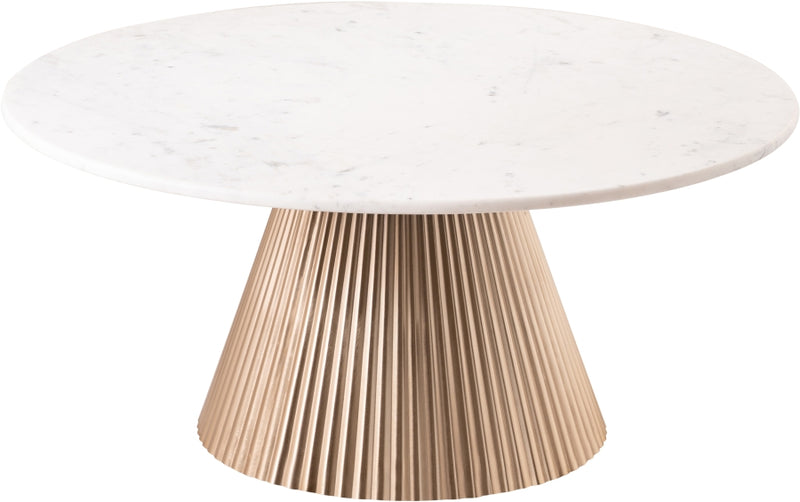 Cindra Genuine Marble Top And Iron Base Coffee Table in White - 66020White-CT