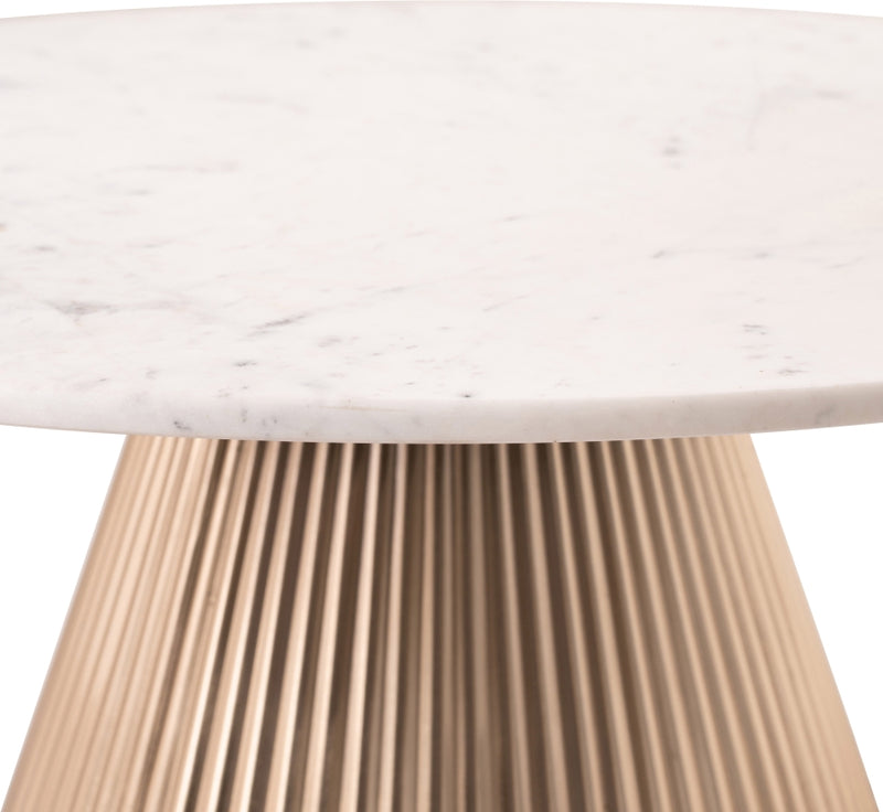 Cindra Genuine Marble Top And Iron Base Coffee Table in White - 66020White-CT