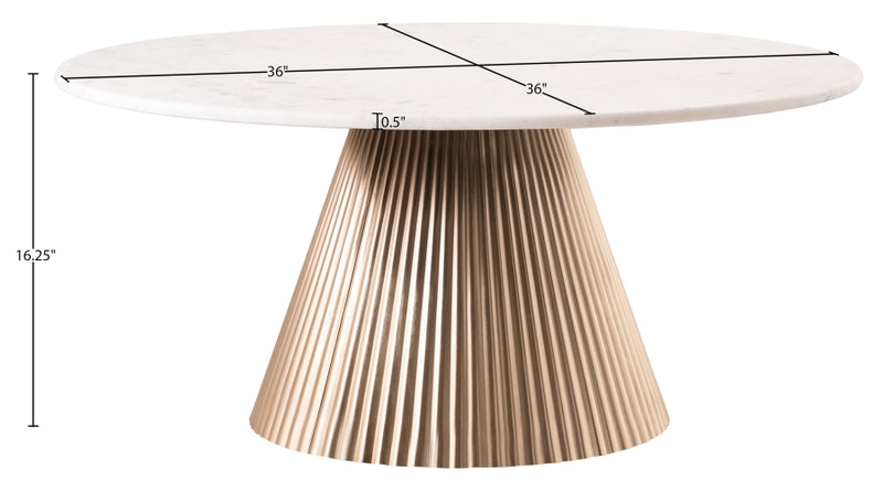 Cindra Genuine Marble Top And Iron Base Coffee Table in White - 66020White-CT