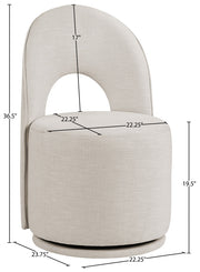 Cirelle Linen Textured Performance Fabric Upholstered Dining Chair in Beige, Set of 2 - 11056Beige-C