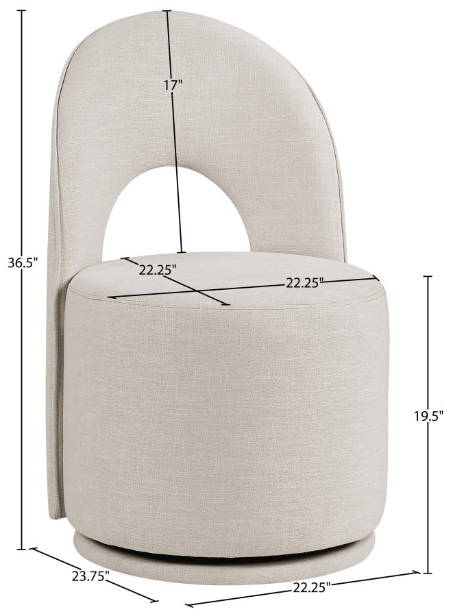 Cirelle Linen Textured Performance Fabric Upholstered Dining Chair in Beige, Set of 2 - 11056Beige-C